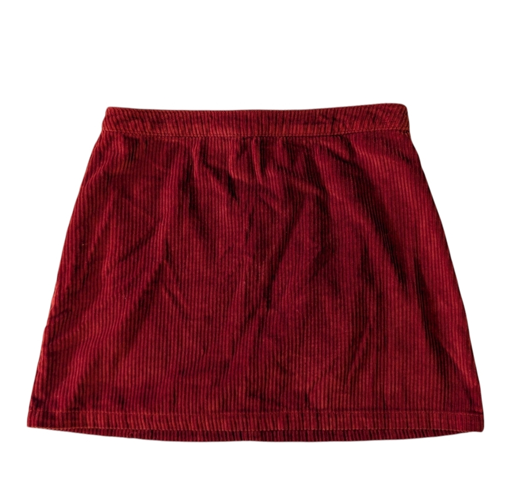 Primark Burgundy Corduroy A Line Mini Skirt Women Size 10 US